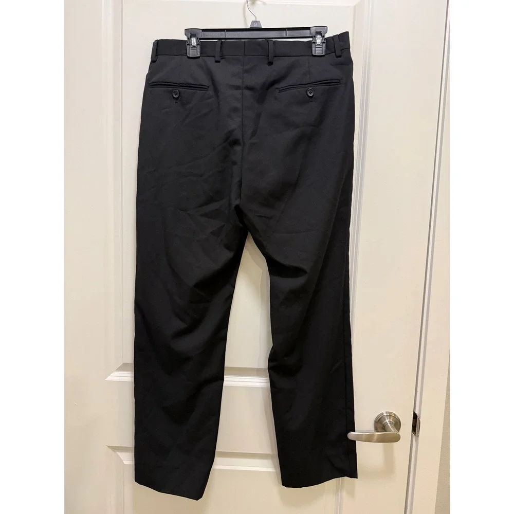Pronto Uomo Platinum Mens Black Flat Front Dress Pants Slacks 34 Waist 30 Inseam